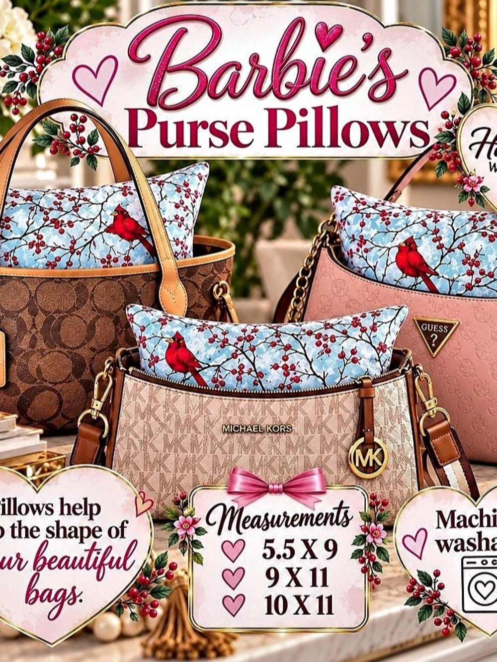 Purse Pillow set
Red Birds
